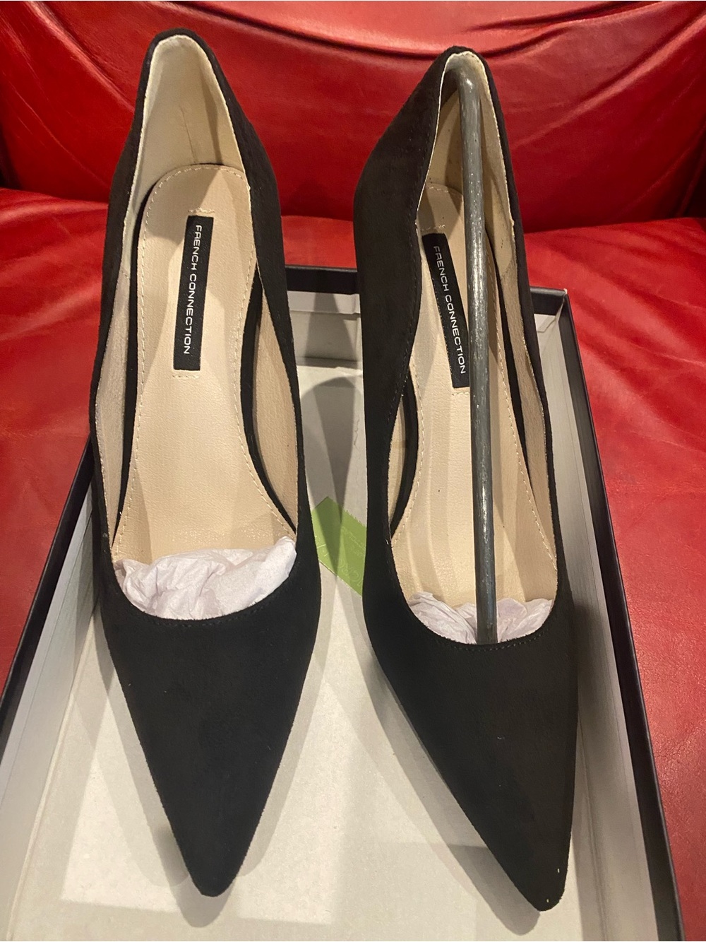 French Connection Black Pointed-Toe Suede Pumps 8.5
